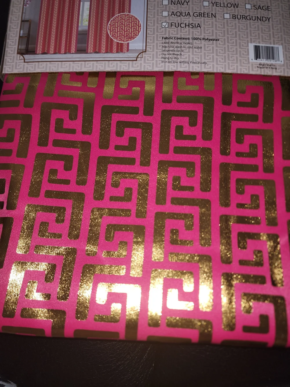 1 Piece Zoe Pink and Gold Blackout Window Panel
